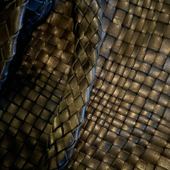 Falor falorni $995 black leather woven hobo shoulder bag Italy - Picture 12 of 13